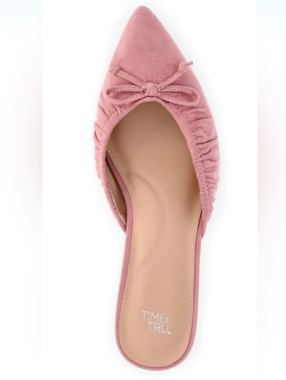 NWT Time and Tru Faux Suede Kitten Heel Mules, Dusty Rose
